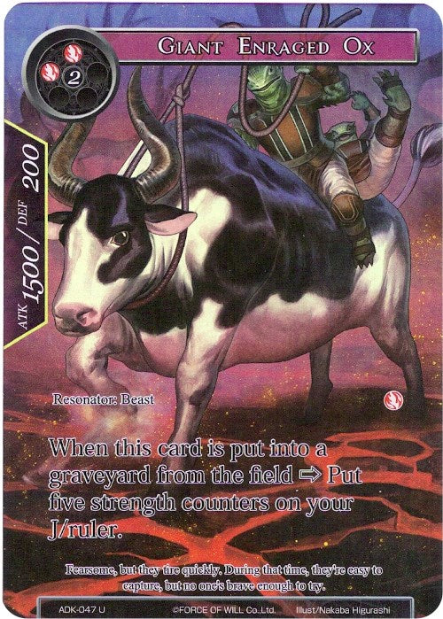 Giant Enraged Ox (Full Art) (ADK-047) [Advent of the Demon King] | Jomio and Rueliete's Cards and Comics