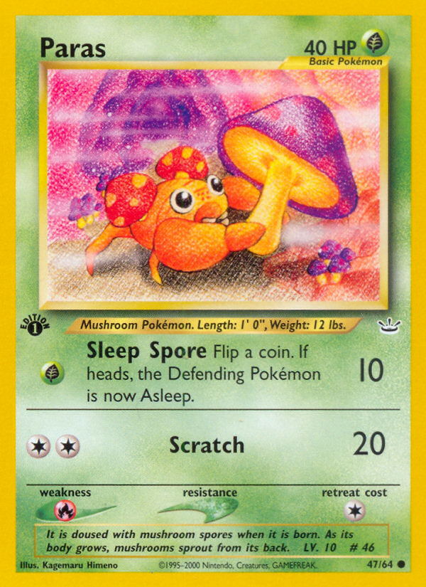 Paras (47/64) [Neo Revelation 1st Edition] | Jomio and Rueliete's Cards and Comics