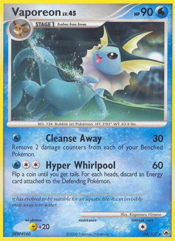 Vaporeon (34/100) [Diamond & Pearl: Majestic Dawn] | Jomio and Rueliete's Cards and Comics