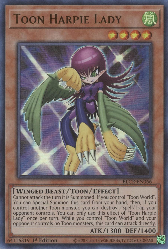 Toon Harpie Lady [BLCR-EN066] Ultra Rare | Jomio and Rueliete's Cards and Comics