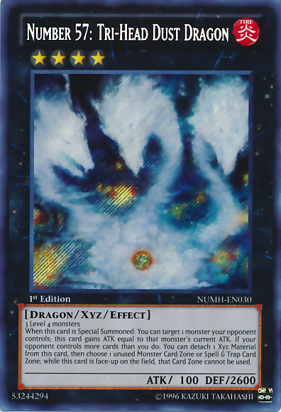 Number 57: Tri-Head Dust Dragon [NUMH-EN030] Secret Rare | Jomio and Rueliete's Cards and Comics