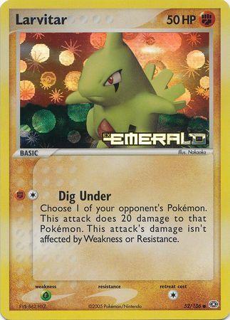 Larvitar (52/106) (Stamped) [EX: Emerald] | Jomio and Rueliete's Cards and Comics