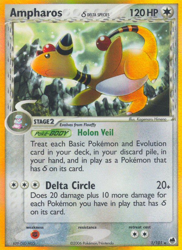 Ampharos (1/101) (Delta Species) [EX: Dragon Frontiers] | Jomio and Rueliete's Cards and Comics