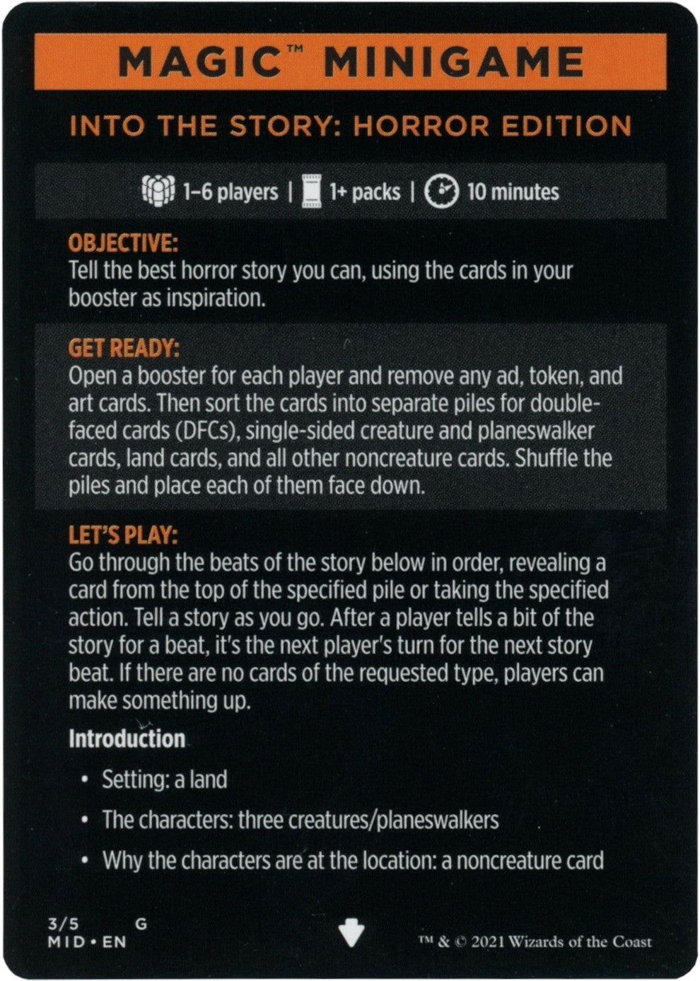 Into the Story: Horror Edition (Magic Minigame) [Innistrad: Midnight Hunt Minigame] | Jomio and Rueliete's Cards and Comics