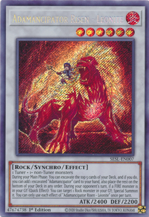 Adamancipator Risen - Leonite [SESL-EN007] Secret Rare | Jomio and Rueliete's Cards and Comics