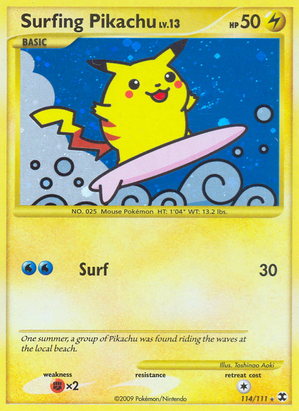 Surfing Pikachu (114/111) [Platinum: Rising Rivals] | Jomio and Rueliete's Cards and Comics