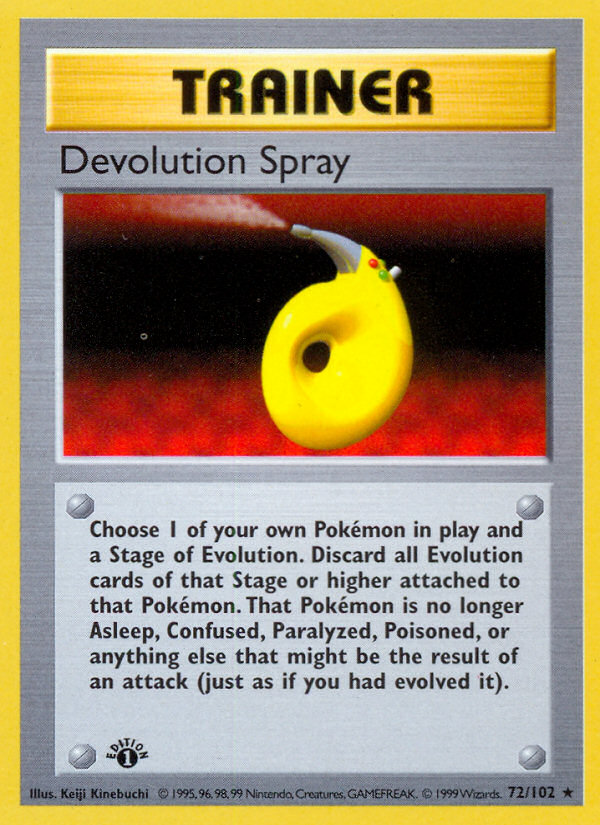 Devolution Spray (72/102) (Shadowless) [Base Set 1st Edition] | Jomio and Rueliete's Cards and Comics