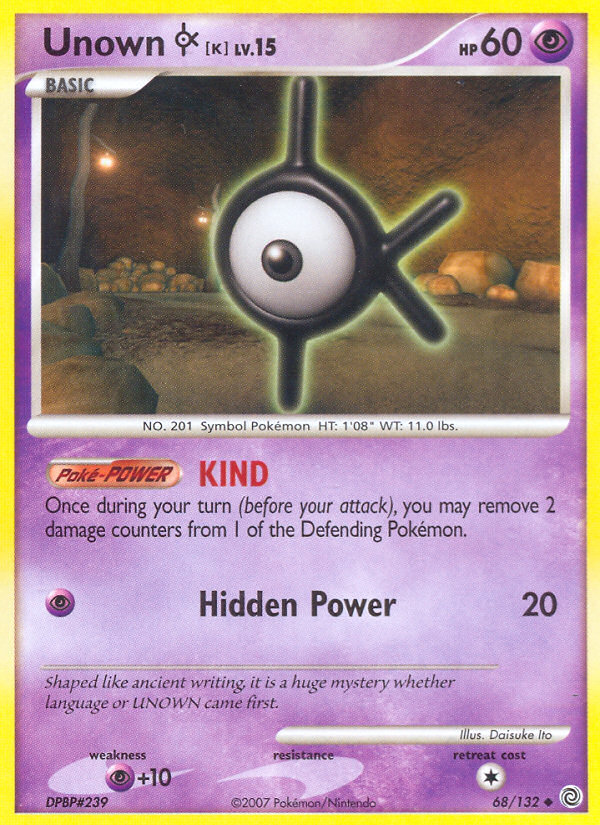 Unown K (68/132) [Diamond & Pearl: Secret Wonders] | Jomio and Rueliete's Cards and Comics