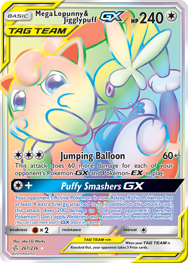Mega Lopunny & Jigglypuff GX (261/236) [Sun & Moon: Cosmic Eclipse] | Jomio and Rueliete's Cards and Comics