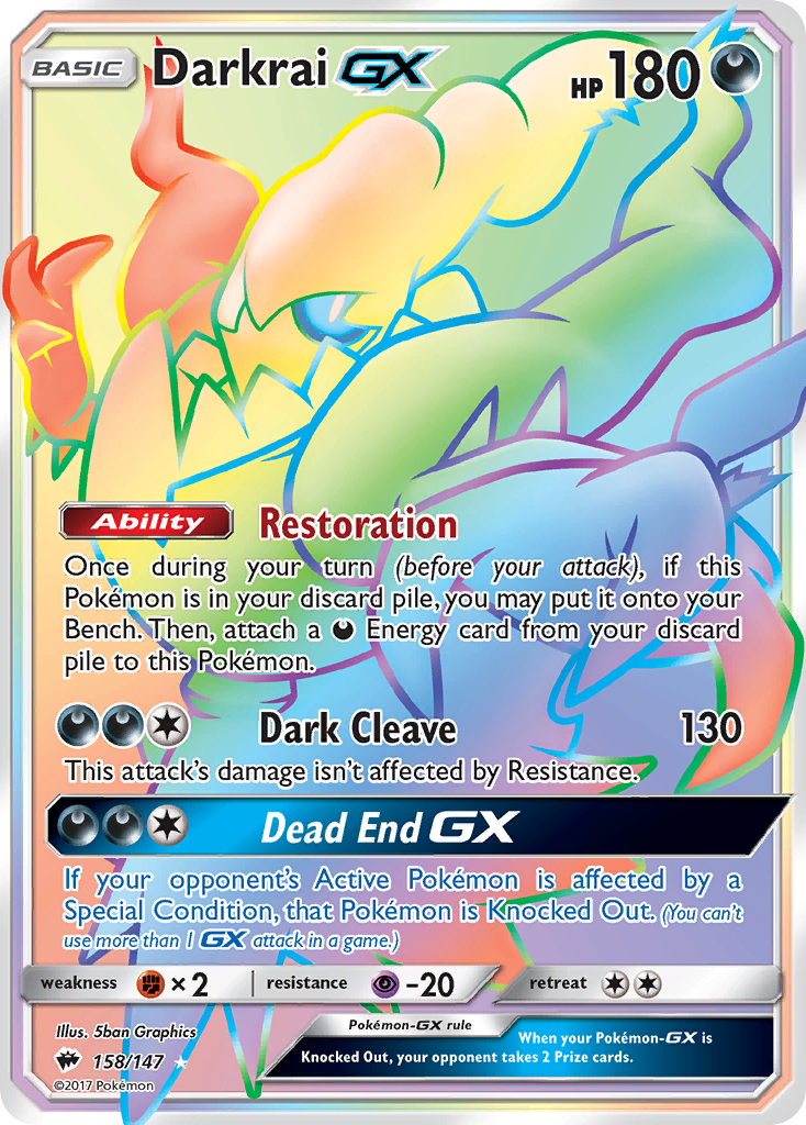 Darkrai GX (158/147) [Sun & Moon: Burning Shadows] | Jomio and Rueliete's Cards and Comics