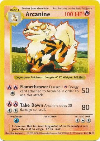 Arcanine (23/102) [Base Set Shadowless Unlimited] | Jomio and Rueliete's Cards and Comics