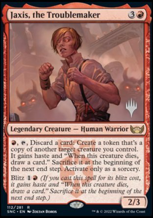 Jaxis, the Troublemaker (Promo Pack) [Streets of New Capenna Promos] | Jomio and Rueliete's Cards and Comics
