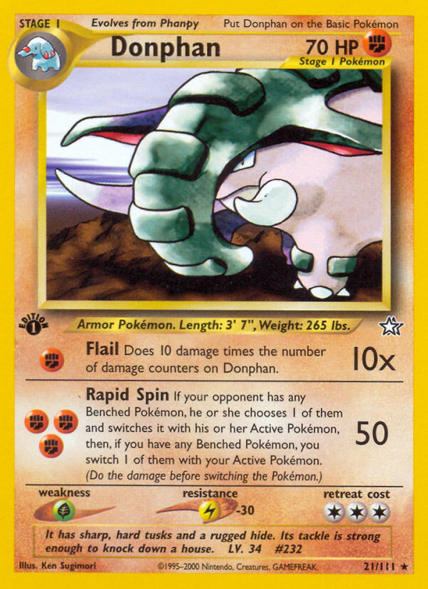 Donphan (21/111) [Neo Genesis 1st Edition] | Jomio and Rueliete's Cards and Comics