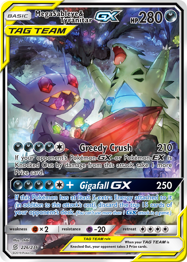 Mega Sableye & Tyranitar GX (226/236) [Sun & Moon: Unified Minds] | Jomio and Rueliete's Cards and Comics