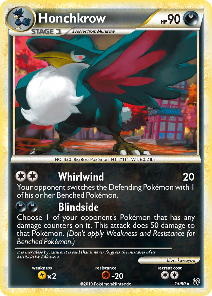 Honchkrow (15/90) [HeartGold & SoulSilver: Undaunted] | Jomio and Rueliete's Cards and Comics