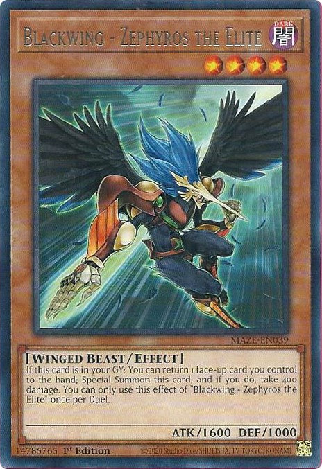 Blackwing - Zephyros the Elite [MAZE-EN039] Rare | Jomio and Rueliete's Cards and Comics