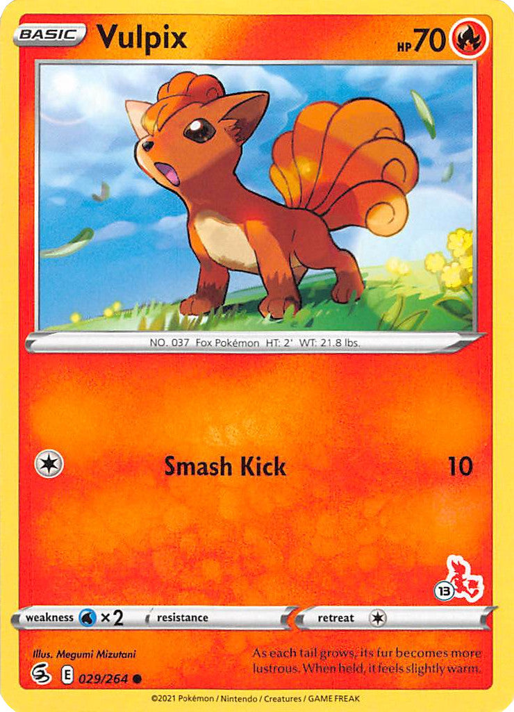 Vulpix (029/264) (Cinderace Stamp #13) [Battle Academy 2022] | Jomio and Rueliete's Cards and Comics