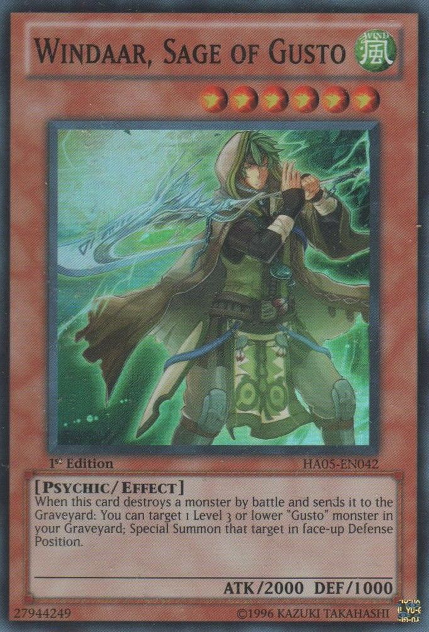Windaar, Sage of Gusto [HA05-EN042] Super Rare | Jomio and Rueliete's Cards and Comics