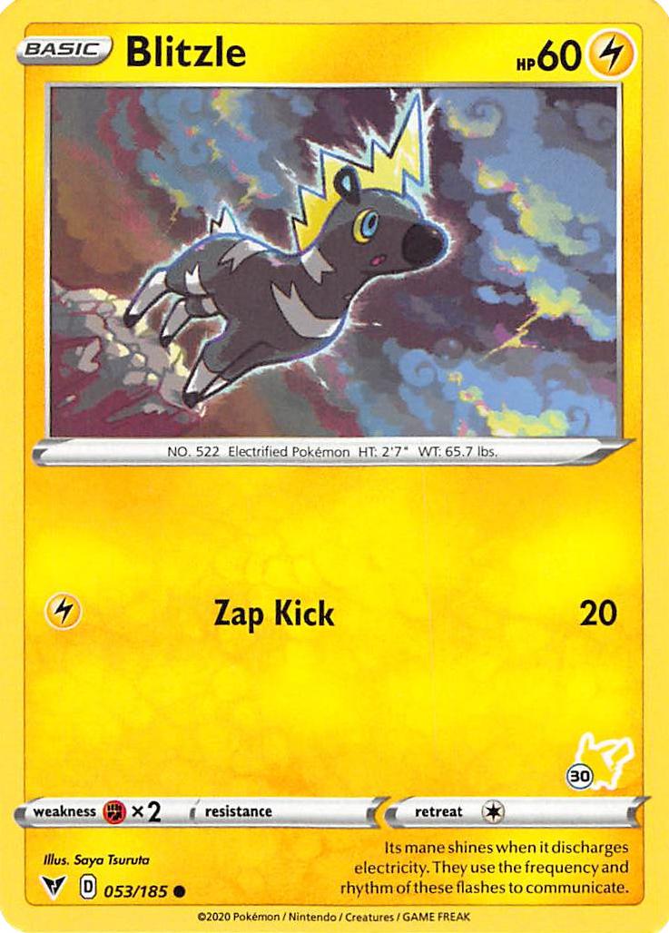 Blitzle (053/185) (Pikachu Stamp #30) [Battle Academy 2022] | Jomio and Rueliete's Cards and Comics