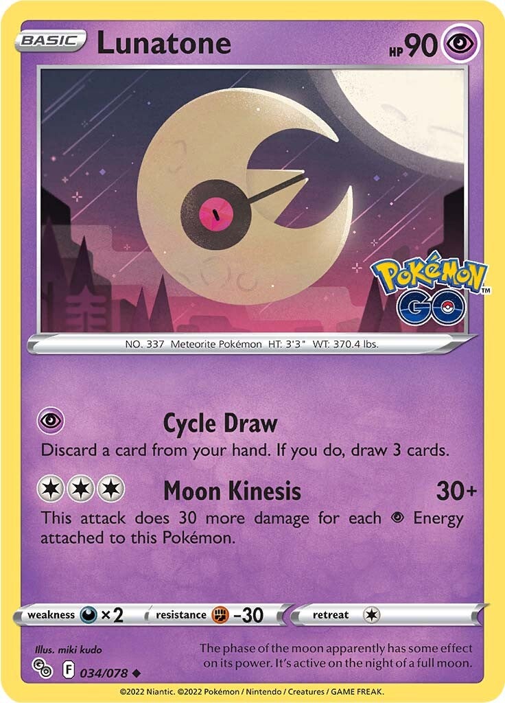 Lunatone (034/078) [Pokémon GO] | Jomio and Rueliete's Cards and Comics