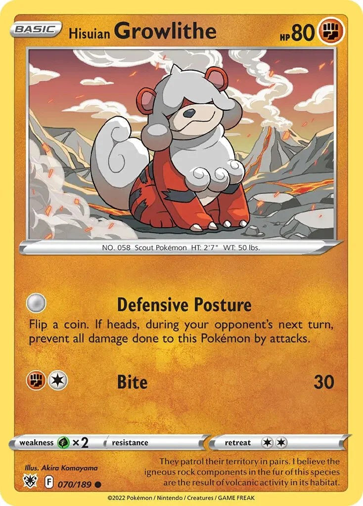 Hisuian Growlithe (070/189) (Theme Deck Exclusive) [Sword & Shield: Astral Radiance] | Jomio and Rueliete's Cards and Comics