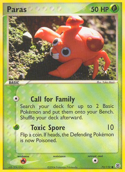 Paras (72/112) [EX: FireRed & LeafGreen] | Jomio and Rueliete's Cards and Comics