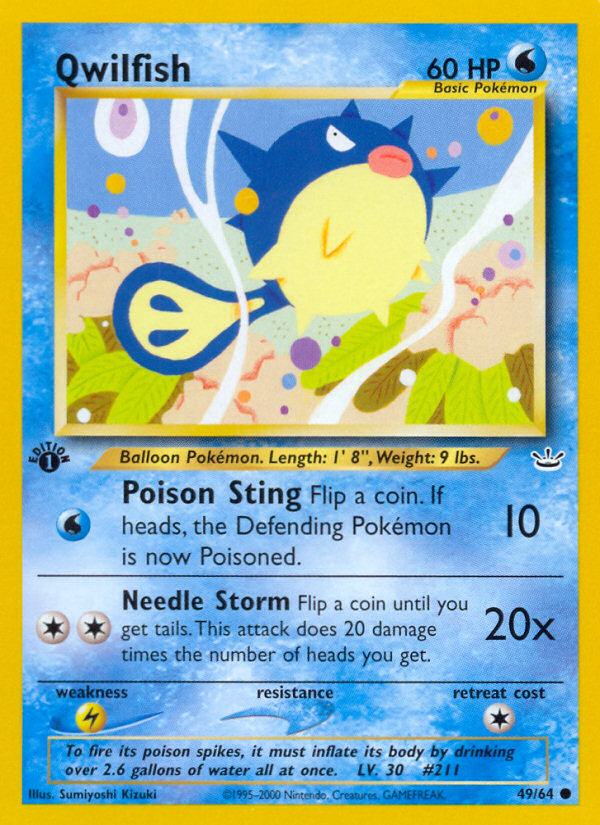Qwilfish (49/64) [Neo Revelation 1st Edition] | Jomio and Rueliete's Cards and Comics