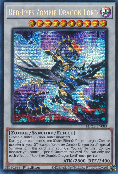 Red-Eyes Zombie Dragon Lord [MP23-EN083] Prismatic Secret Rare | Jomio and Rueliete's Cards and Comics