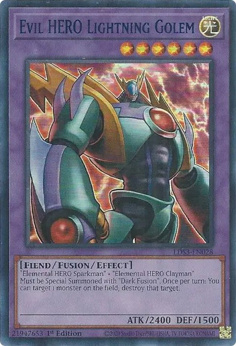 Evil HERO Lightning Golem (Blue) [LDS3-EN028] Ultra Rare | Jomio and Rueliete's Cards and Comics