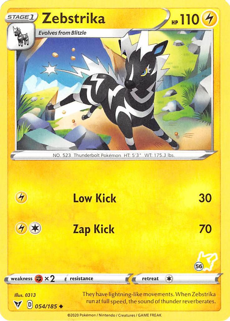 Zebstrika (054/185) (Pikachu Stamp #56) [Battle Academy 2022] | Jomio and Rueliete's Cards and Comics