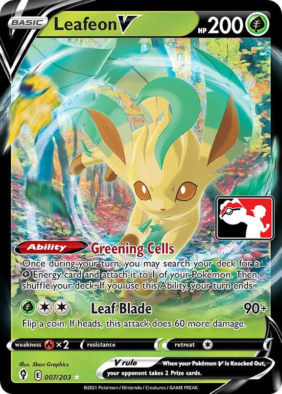 Leafeon V (007/203) [Prize Pack Series One] | Jomio and Rueliete's Cards and Comics