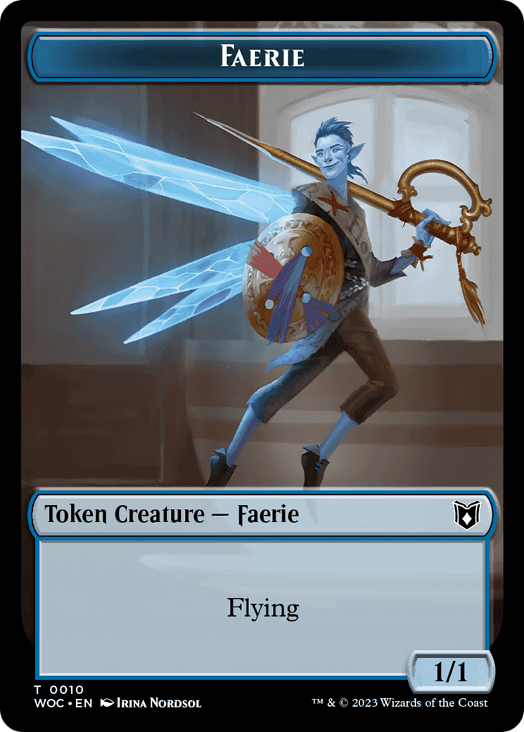 Faerie // Saproling Double-Sided Token [Wilds of Eldraine Commander Tokens] | Jomio and Rueliete's Cards and Comics