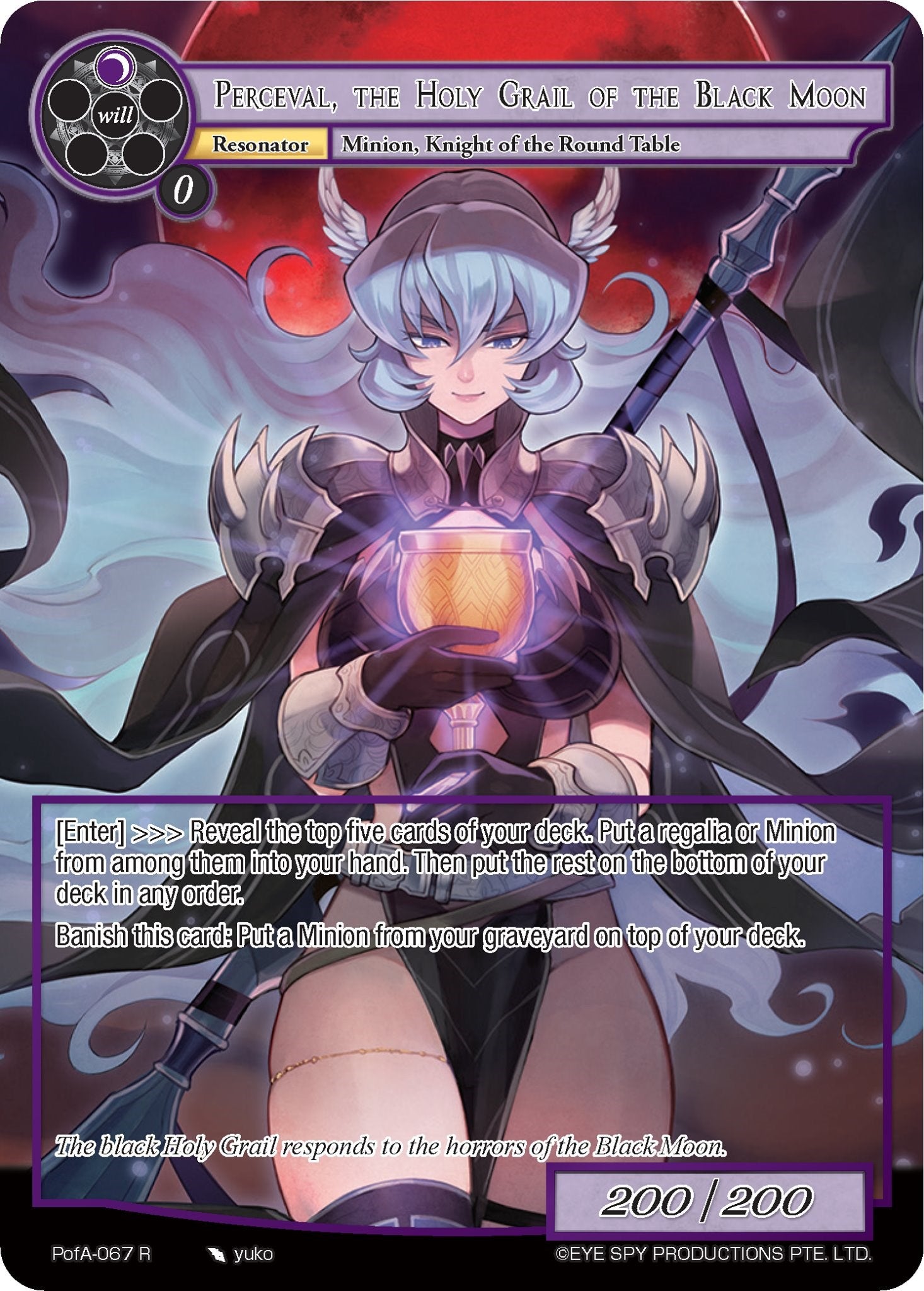 Perceval, the Holy Grail of the Black Moon (Full Art) (PofA-067) [Alice Origin IV: Prologue of Attoractia] | Jomio and Rueliete's Cards and Comics