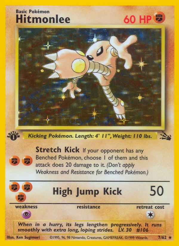 Hitmonlee (7/62) [Fossil 1st Edition] | Jomio and Rueliete's Cards and Comics