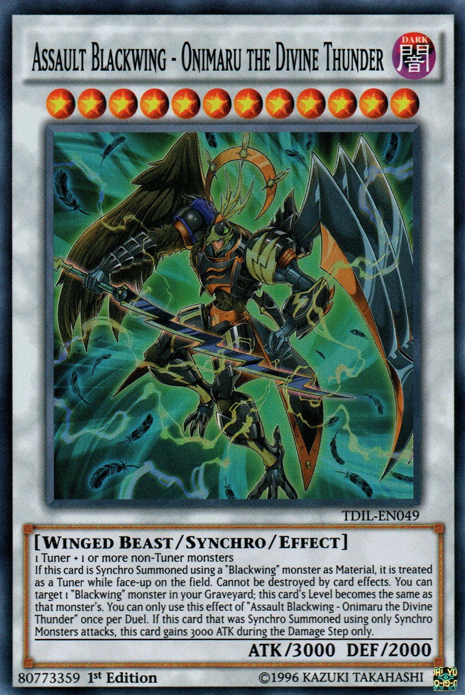 Assault Blackwing - Onimaru the Divine Thunder [TDIL-EN049] Super Rare | Jomio and Rueliete's Cards and Comics