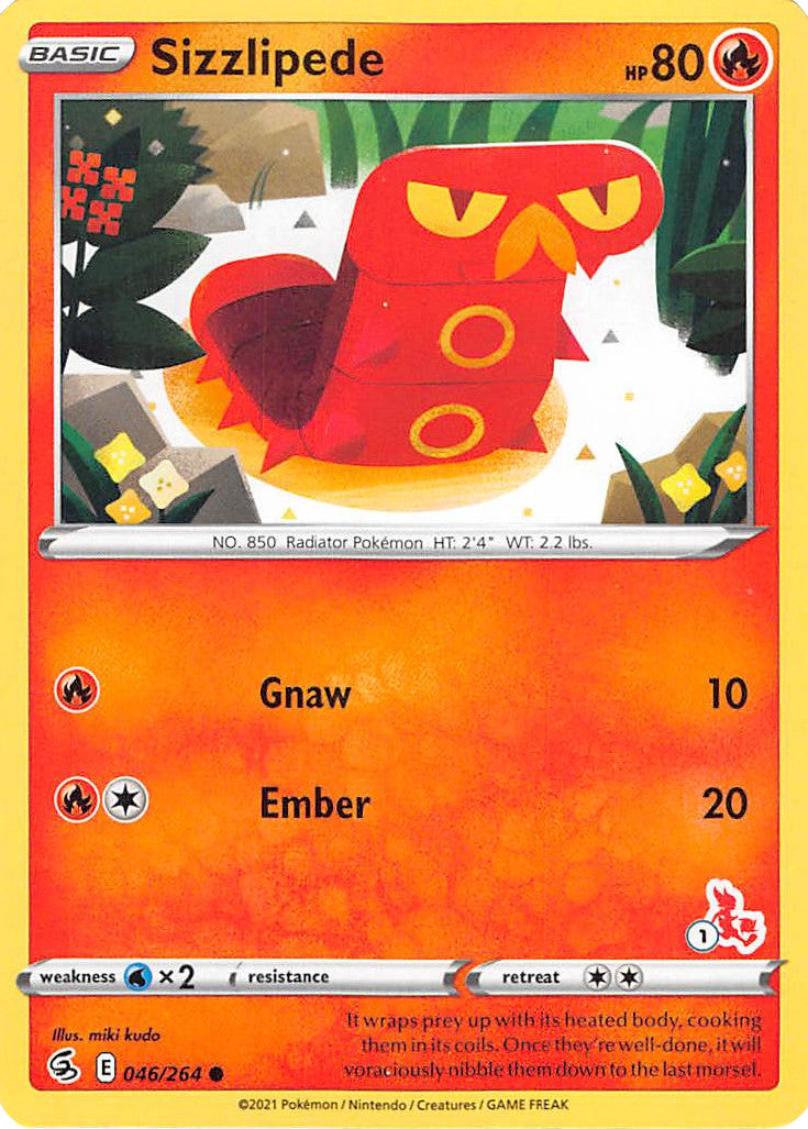 Sizzlipede (046/264) (Cinderace Stamp #1) [Battle Academy 2022] | Jomio and Rueliete's Cards and Comics