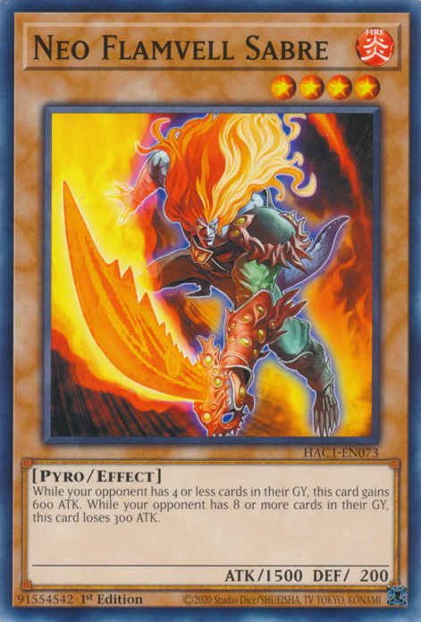 Neo Flamvell Sabre [HAC1-EN073] Common | Jomio and Rueliete's Cards and Comics