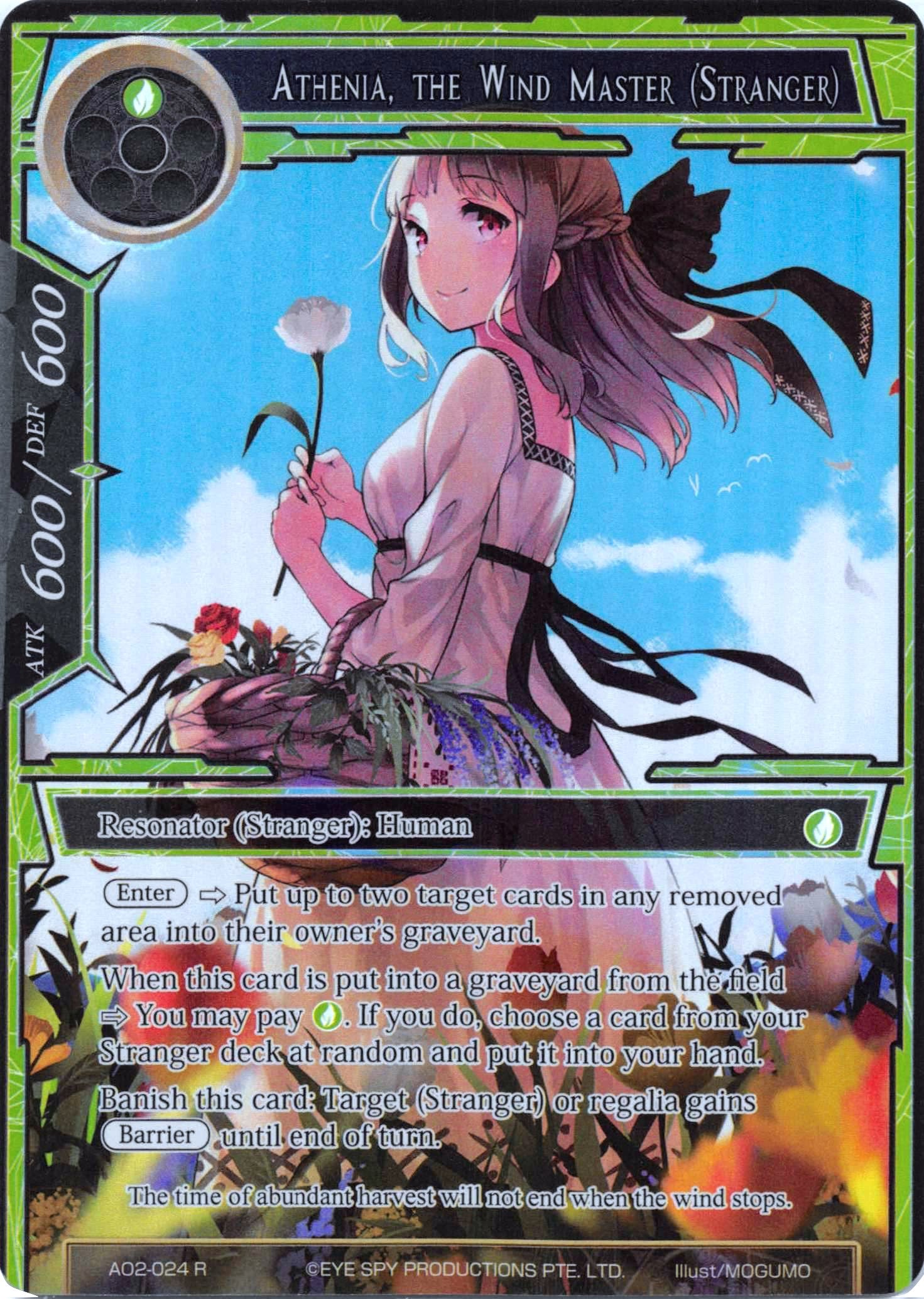 Athenia, the Wind Master (Stranger) (Full Art) (AO2-024) [Alice Origin II] | Jomio and Rueliete's Cards and Comics