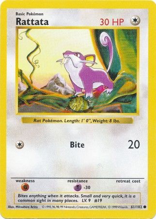 Rattata (61/102) [Base Set Shadowless Unlimited] | Jomio and Rueliete's Cards and Comics