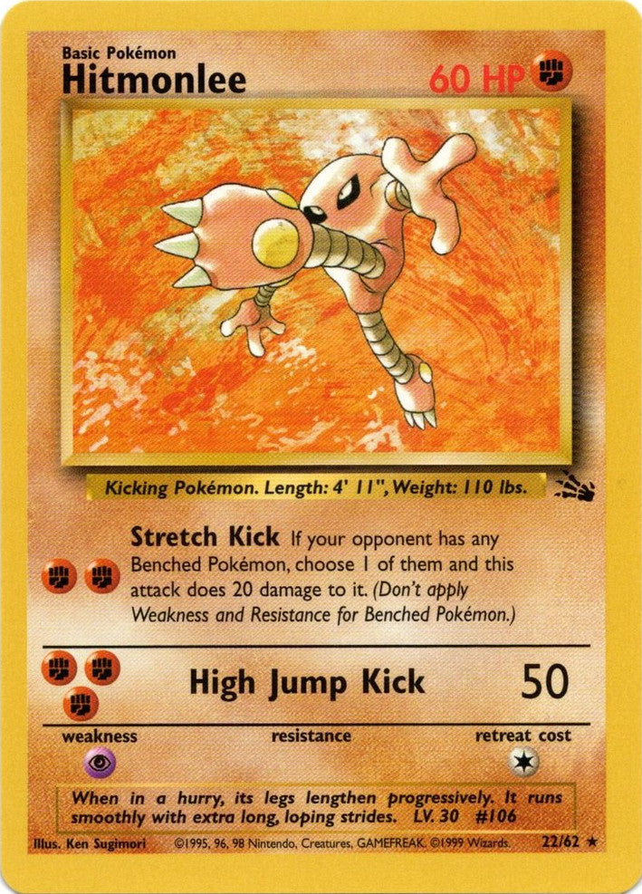 Hitmonlee (22/62) [Fossil Unlimited] | Jomio and Rueliete's Cards and Comics