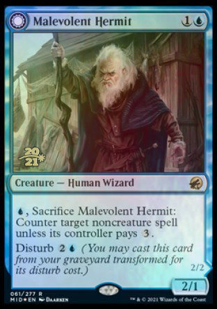 Malevolent Hermit // Benevolent Geist [Innistrad: Midnight Hunt Prerelease Promos] | Jomio and Rueliete's Cards and Comics