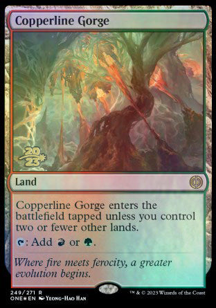 Copperline Gorge [Phyrexia: All Will Be One Prerelease Promos] | Jomio and Rueliete's Cards and Comics