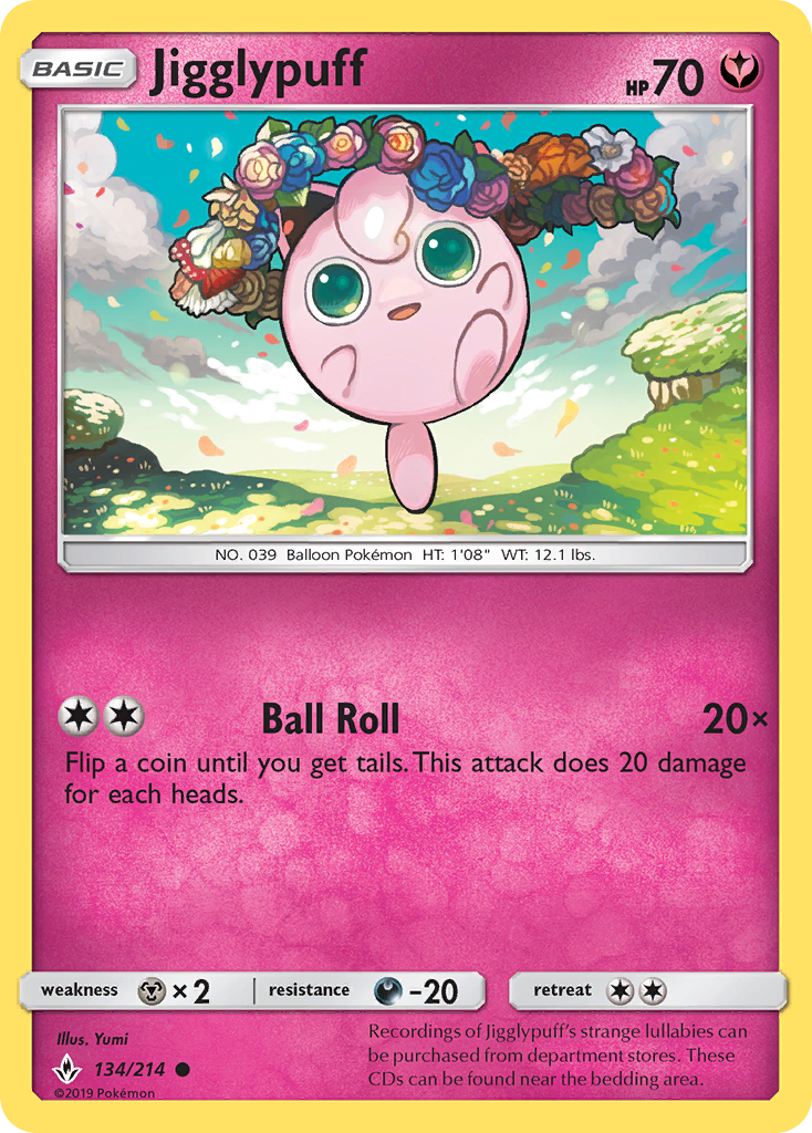 Jigglypuff (134/214) [Sun & Moon: Unbroken Bonds] | Jomio and Rueliete's Cards and Comics