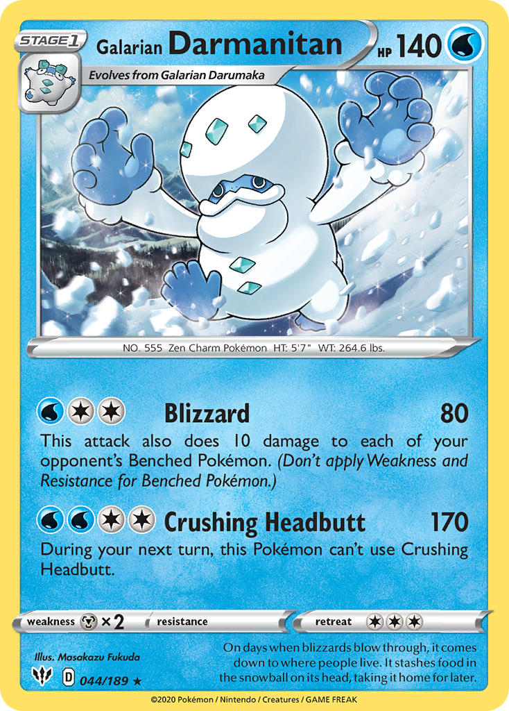 Galarian Darmanitan (044/189) (Cracked Ice Holo) (Theme Deck Exclusive) [Sword & Shield: Darkness Ablaze] | Jomio and Rueliete's Cards and Comics