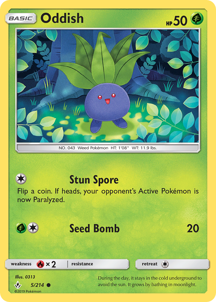 Oddish (5/214) [Sun & Moon: Unbroken Bonds] | Jomio and Rueliete's Cards and Comics