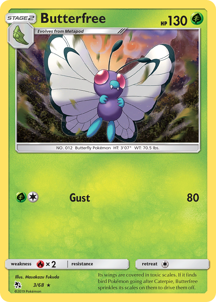 Butterfree (3/68) [Sun & Moon: Hidden Fates] | Jomio and Rueliete's Cards and Comics