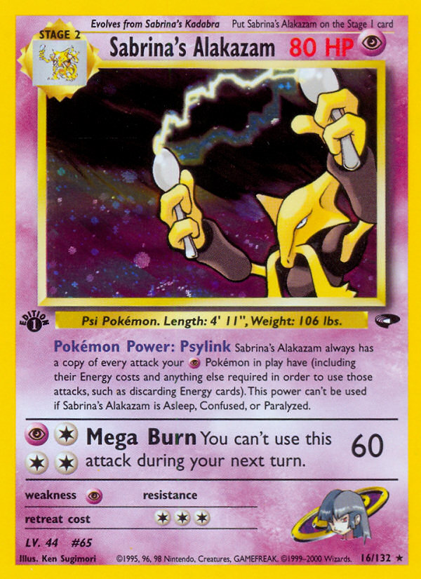 Sabrina's Alakazam (16/132) [Gym Challenge 1st Edition] | Jomio and Rueliete's Cards and Comics