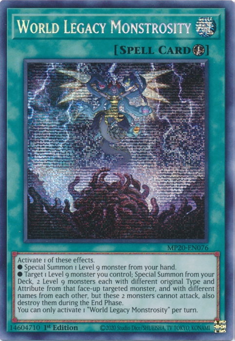 World Legacy Monstrosity [MP20-EN076] Prismatic Secret Rare | Jomio and Rueliete's Cards and Comics