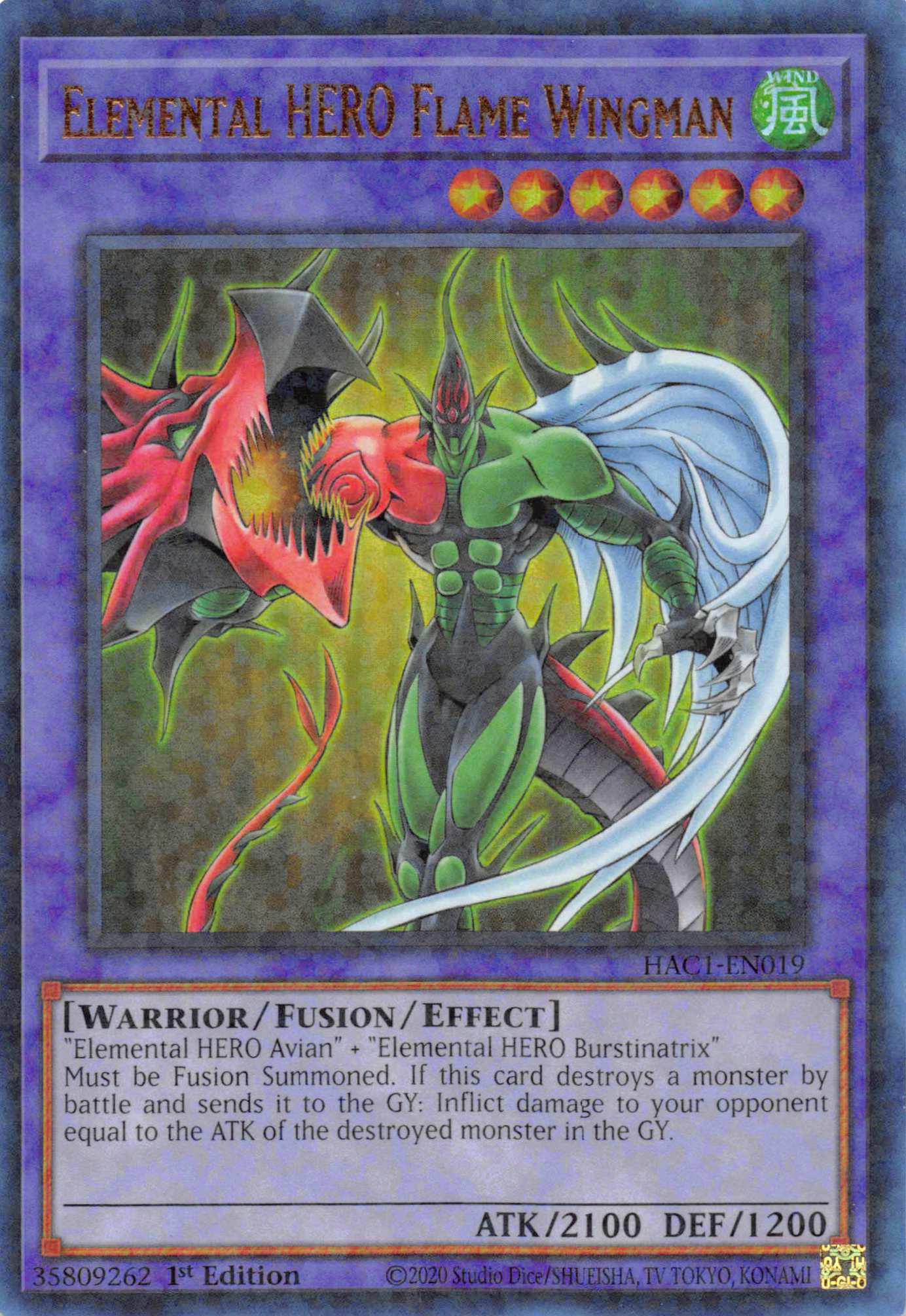 Elemental HERO Flame Wingman (Duel Terminal) [HAC1-EN019] Parallel Rare | Jomio and Rueliete's Cards and Comics