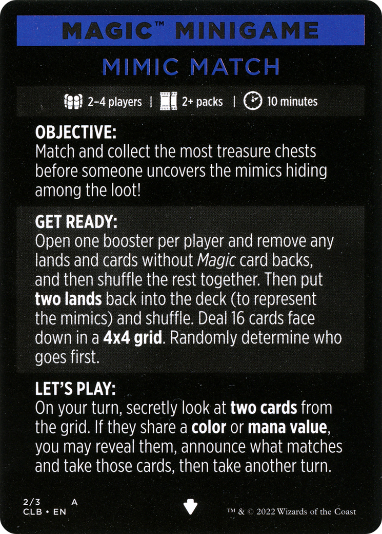 Mimic Match (Magic Minigame) [Commander Legends: Battle for Baldur's Gate Minigame] | Jomio and Rueliete's Cards and Comics